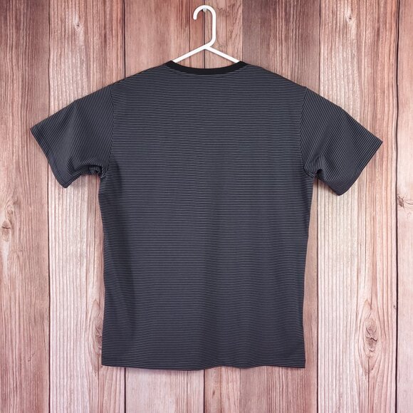NWT Uniqlo AIRism Mens Large Cotton Blend Striped Crewneck SS T-Shirt Tee Gray - Picture 3 of 12